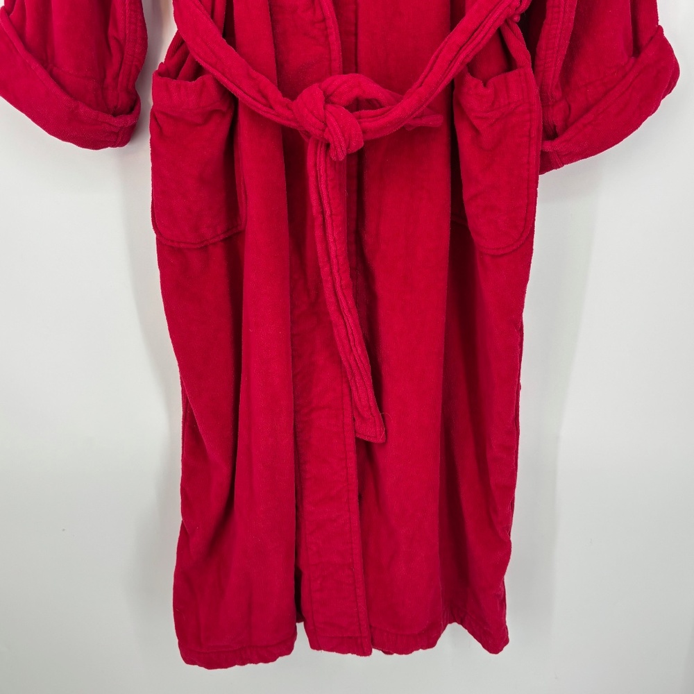 Partners by Mervin's Womens Large Vintage Terry Cloth Bathrobe Red Cotton Ankle - Picture 3 of 8